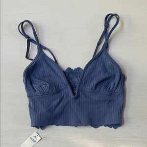 Aerie Deep Blue Ribbed Bralette